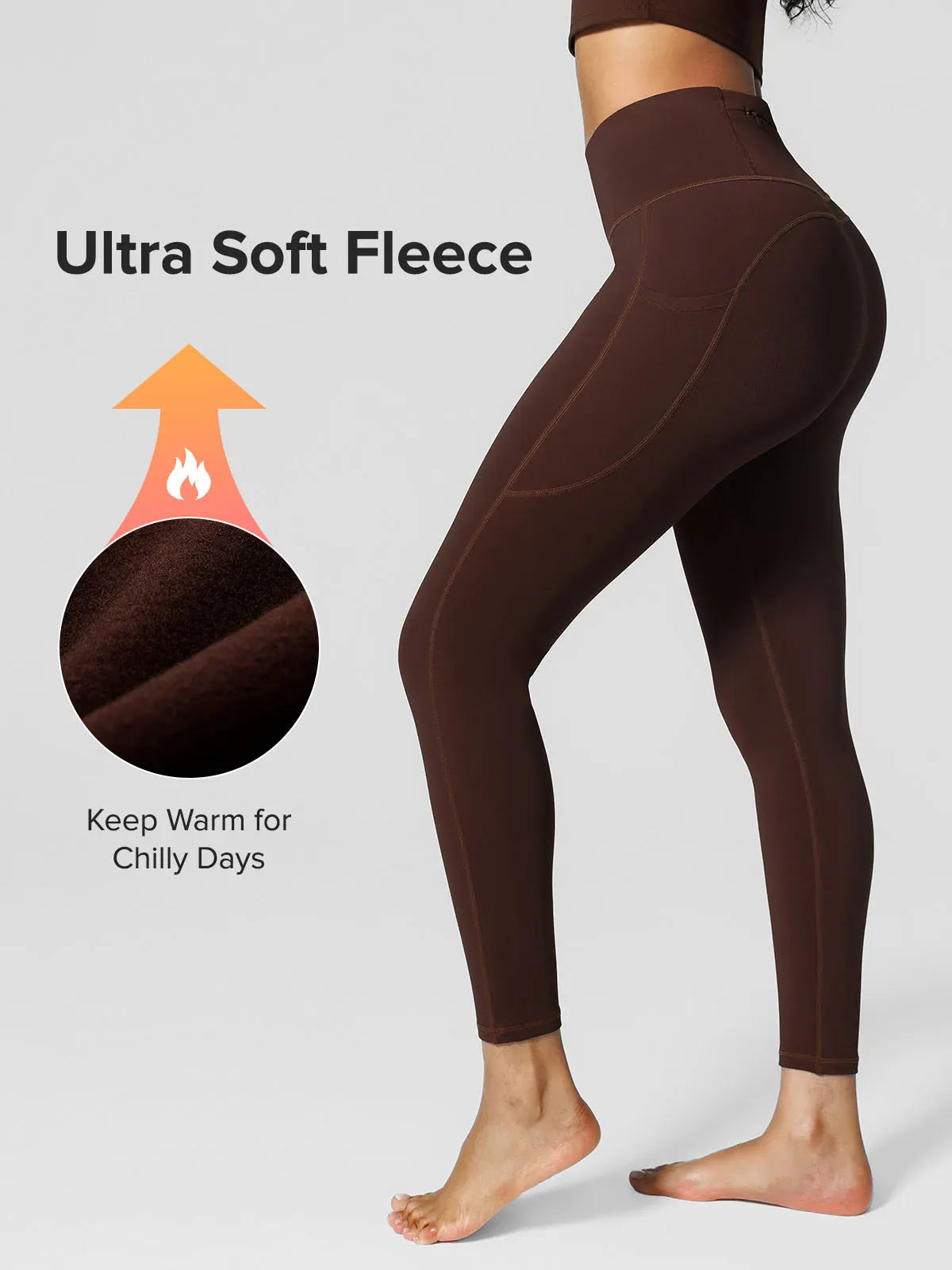 High Rise Side Pockets Fleece Lined Leggings