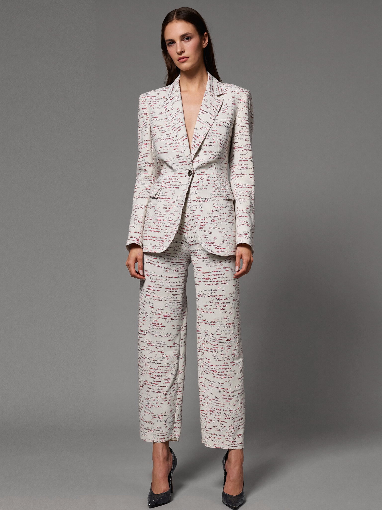 Model wearing Cotton Blend Suit Set