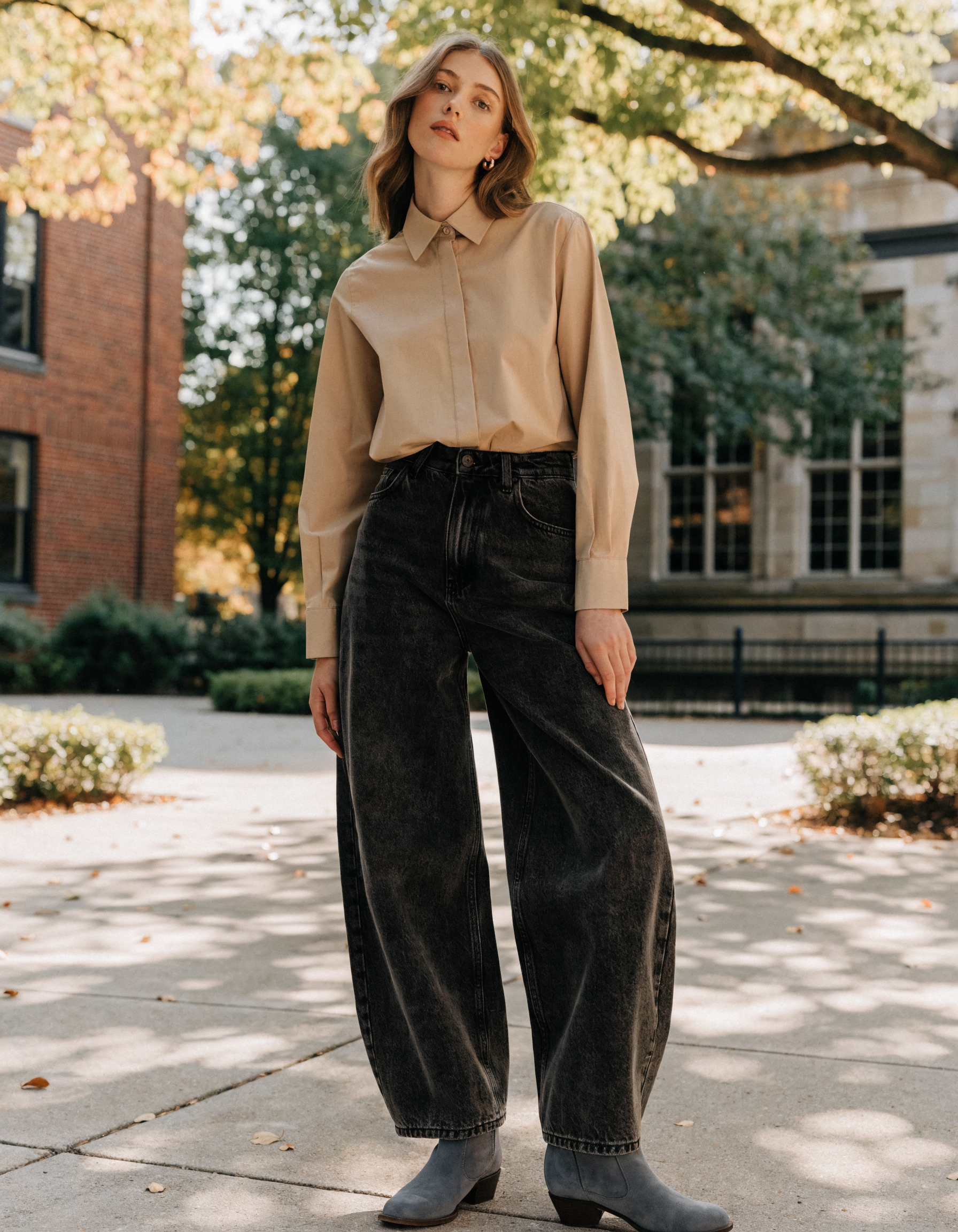 Beige Cotton Blouse, model shot