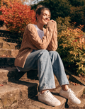 Chunky Cable-Knit Cardigan - Camel, model shot