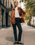 Polyester Outerwear in Chestnut Brown, model shot