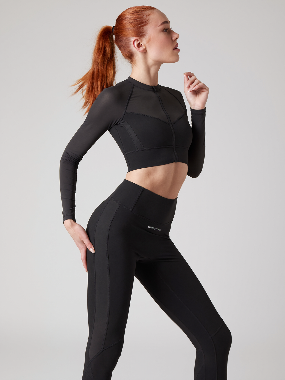 Model wearing Winter Running Leggings in Black